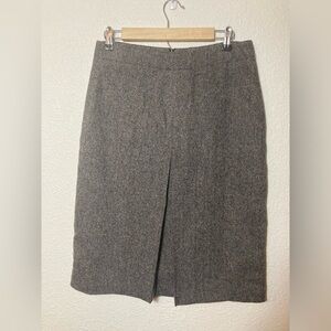 Frenchi wool blend herringbone pattern knee length midi skirt